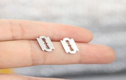 New Whole 10 Pair Gothic Earrings Shaver Blade Stainless Steel Earring Stud Geeks Unique Design Ear Jewellery Gift For Women Men2817733