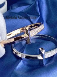 Original 925 Sterling Silver Bracelet Ladies Men Wide Version Fashion Romantic Luxury Diamond Couple8589133