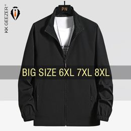 Men Jacket Windbreaker Oversize Waterproof Plus Size 6XL 7XL 8XL Business Black Camping Coats Loose Male Outdoor Softshell 231225