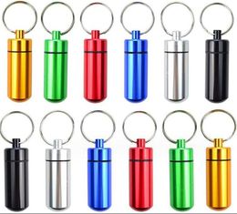 17X48mm Mini Portable Waterproof Metal Aluminum Pill Box Case Bottle Keychain Easy Take Pill Container Key Chian Keyring Outdoor Travel Care