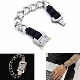 Titanium Steel ALYX Chain Bracelet Men Women Quality Metal Button Bracelets belts ALYX Street Accessories2495