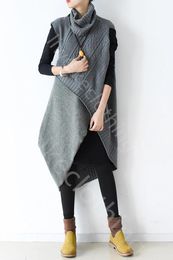 Dresses Winter New Original Design Sweater Women Loose Art Thickened Linen Knitted Splicing Woollen Dress Two Piece Set