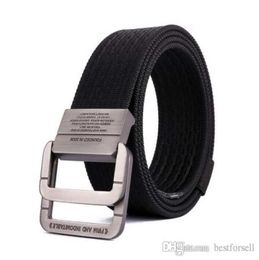 Fashion Men Belts Designer Canvas Waist Strap Brand Business Male Buckle Belt Black Amy Green Brown Khaki for Mens4893683