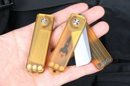 New Arrival M7698 Small EDC Pocket Folder Knife 14C28N Stone Wash Tanto Blade PEI Plastic Handle Outdoor Camping Hiking Mini Keychain Folding Knives