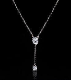 Romantic Long Lab Diamond Pendant Real 925 Sterling Silver Party Wedding Pendants Chain Necklace For Women Bridal Charm Jewelry3108941