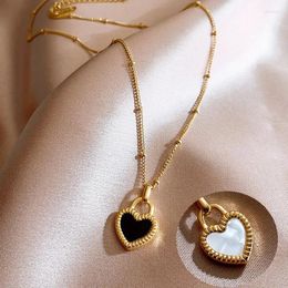 Pendant Necklaces Fashion Gold Plated Double Side Heart Charm Pendants Choker Necklace Women Collar Jewellery Gift Accessories E2203