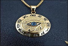 Pendants Pendant Necklaces Ancient Egypt The Eye Of Horus For Women And Men Gold Color Stainless Steel Round Jewelry Drop1 Drop 2516525