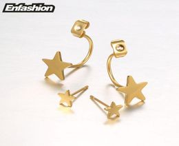 FashionJewelry Double Star Earrings Black Stud Earring Rose Gold Colour Earings Stainless Steel Earrings For Women Whole5986049