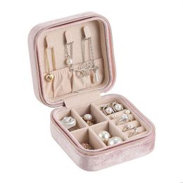 Jewelry Boxes Veet Travel Jewelry Box Organizer Small Portable Cases Mini Necklace Earrings Rings Display Holders Drop Deliv Dhgarden Dhtqj