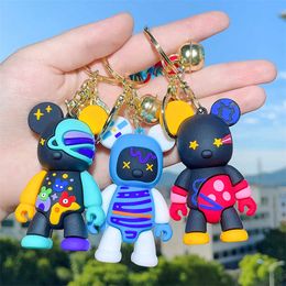 Colourful bear baby figure soft rubber keychain custom 3d anime shape action figure keychain for bag accessories