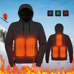 Men Women USB Heated Jacket Hoodies 5 Heated Zones Soft Heating Jacket Fashion Long Sleeve Casual Coat Sweatshirt Oversized 231226