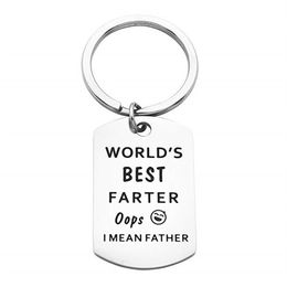 Fathers Gift Key Ring World's Farter Ever Oops I Mean Father Dad Mother Keychain Titanium Steel Keyring Family Jewellery D306I