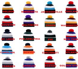 Whole Winter Beanie Knitted Hat 32 Team Baseball Beanies Football baseball basketball beanies Sport Pom Team hat 2850993