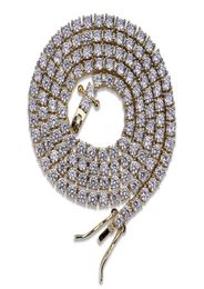Hip Hop 3mm 1624inches Cubic Zircon Gold Silver 1 Row Micro Pave CZ Tennis Chain Necklace Copper Jewelry Drop 3239274