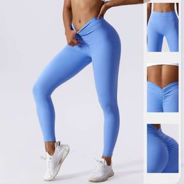 2024 Lu Lu V-shaped Align Leggings Seamless Pants Women's Navel-baring Lock Waist Pleated Buttocks Lift Quick-drying Naked Tight Pants Yoga Lemon woman