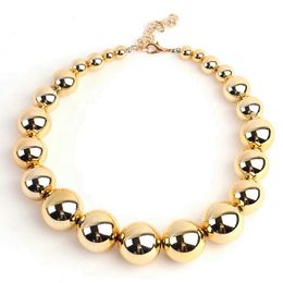 FishSheep Statement Gold Colour Big Ball Choker Necklace For Women Punk Big Acrylic CCB Beads Pendants Necklaces Jewellery 231226