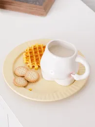 Mugs 320ml Kawaii Ceramic Mug Cute Coffee Cup Milk Tea Water Cups Creative Pinch Belly Gift Porcelain Drinking