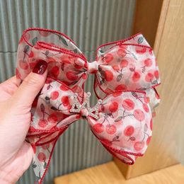 Hair Accessories Kids Cute Geometric Bow-knot Tassel Chiffon Korean Style Headwear Children Clips Cherry Barrettes Women Rope