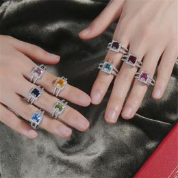 Choucong Brand Wedding Rings Simple Fashion Jewellery 925 Sterling Silver Multi Colour 5A Cubic Zircon Party Eternity Women Engagemen225y