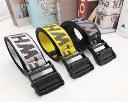 Off New 200cm yellow and white colour Ow Belts for Men and Womens Canvas Waist Adjustable Unisex Strap Long Fashion Belt with Full9798301