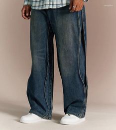 Men's Jeans Men Hip Hop Denim Pants Original Wash Blue Wave Wide Leg Fashion Brand Fall