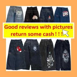 Streetwear JNCO Y2k Hip Hop Cartoon Graphic Print Vintage Baggy Black Pants Men Women High Waist Wide Leg Trousers