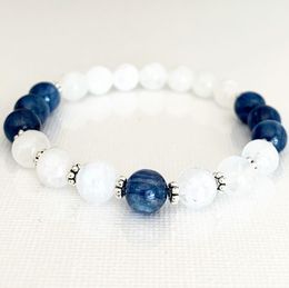 MG0797 Luxury Top Grade Blue Kyanite and Moonstone Stacking Bracelet Dainty Gem stone Beaded Bracelet Energy Protection Bracelet6480261