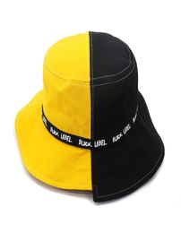 Spring Summer Yellow Black Patchwork Bucket Hats Women Outdoor Foldable Sun Protection Cloth Hat Unisex Travel Sunhat2169519