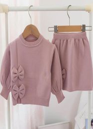 Clothing Sets Winter Autumn Girl Set Fashion Little Girls Knitting Sweater Cute Suit For Baby Kids Pullover Tops Skirt 2pcs Outf2747270