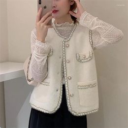 Women's Fur Autumn And Winter Premium Pearl Buckle Mink Fleece Coat Elegant Charm French Style Vest Pocket H623