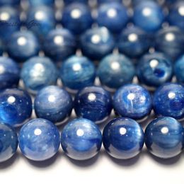 Charms Meihan Wholesale (1 Strand) A+ 6mm 8mm 10mm Blue Kyanite Smooth Round Stone Beads for Jewellery Diy Making