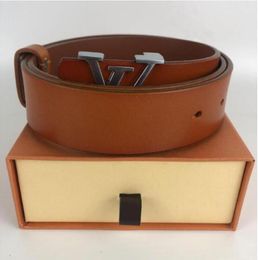 Genuine Leather Belts Mens Womens Fashion Black Brown Colour Casual Business Metal Buckle Width 38cm Without Box2777655