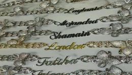 Custom Name 9MM Butterfly Cuban Link chain Namplate Pink Butterflys choker Cz Punk Miami Link Bling Bling Hip Hop Jewelry For Gift9490342