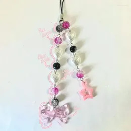 Keychains Blue Pink Phone Bow Charm Handmade Accessory Y2K Aesthetic