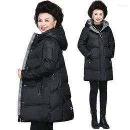 Women's Trench Coats Mom Winter Down Jacket Western Style Mid-Length Female Thickened Warm Grandma Padded Middle-Aged Elderly