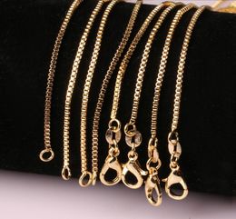 5 pcs Fashion Box Chain 18K Gold Plated Chains Pure 925 Silver Necklace long Chains Jewelry for Children Boy Girls Womens Mens 1mm3119416