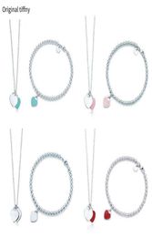 Original Valentines Gift New 925 Sterling Silver Fashion Classic DIY Love Necklace Bracelet Set Multicolor Optional Woman Jewelry Y03294627442