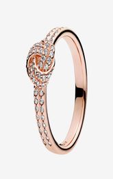 High quality Rose gold plated Wedding RING CZ diamond Summer Jewellery for 925 Silver Shimmering Knot Ring with Original box6120466
