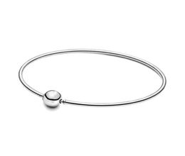 Fine jewelry Authentic 925 Sterling Silver Bead Fit Charm Bracelets Sleek and slender Bangle Bracelets Safety Chain Pendant DIY beads7016551