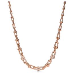 Luxury hardwear jewelry designer necklace Rose Gold Platinum chain Size gradient Horseshoe necklaces for teen girls silver party d2041
