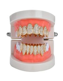 New Hip Hop Teeth Tooth Grillz Copper Zircon Crystal Teeth Grillz Dental Grills Halloween Jewellery Gift Whole For Rap Rapper Me9895876