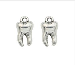 200pcslot Antique Silver Plated Tooth Charms Pendants for Necklace Jewellery Making DIY Handmade Craft 15x8mm8478229