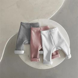 Children's Pants Winter Boys Fleece Pants Solid Colour Warm Pants Girls Baby Thickening Leggings Children's Clothing 231225