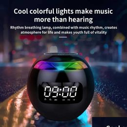 Portable Speakers Colorf Bluetooth 5.0 Speaker Led Digital Clock Music Player Wireless Ball Shape Sound Mini Drop Delivery Electronic Dhzt2