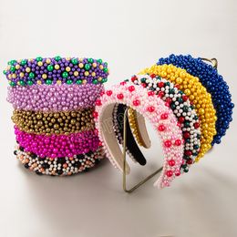 High-grade Full-color Pearl Sponge Headbands Fashion Hair Accessories Women's Trend Party Hairband Hair Band Hoop Girl Headwear