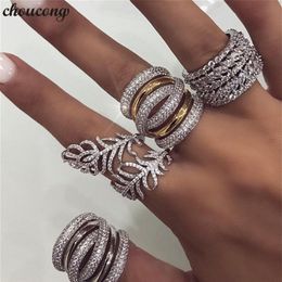 Handmade Big Finger ring White Gold Filled Full 250pcs Diamond Engagement Wedding Band Rings For Women men Jewelry161Y