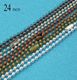 20 pcs 24 Inch Ball Chain necklace 24 Inch Bead Chain 24mm Ball Chains Silver Bronze Copper Black Gunmetal9502557