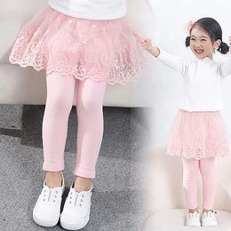 Cotton Baby Girls Leggings Lace Princess Skirt-pants Spring Autumn Children Slim Skirt Trousers for 2-6 Years Kids Clothes 231225