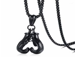 Men Jewellery Sport Fitness Collares Stainless Steel Pendant Necklaces Mens Jewellery Colar Collier Double Boxing Glove Necklace6129424