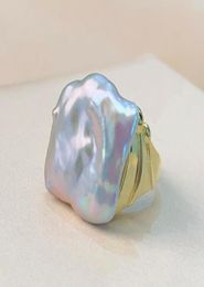 Cluster Rings BaroqueOnly Natural Freshwater Baroque Specialshaped Pearl Ring Sterling Silver 925 Vintage Style Gray Square RN4837639